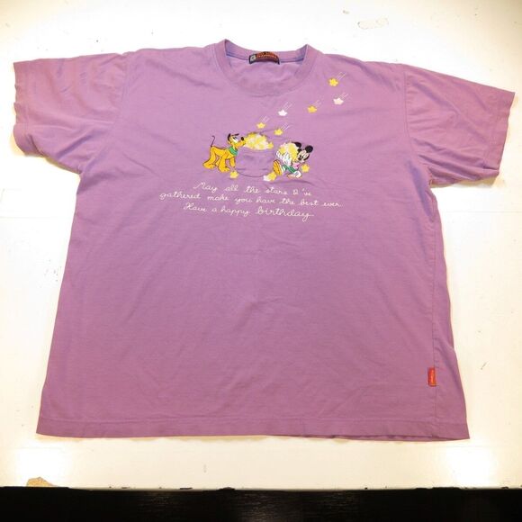 VINTAGE DISNEY MICKEY MOUSE PLUTO STARS HAPPY BIRTHDAY TEE T SHIRT Unisex L - Picture 2 of 6